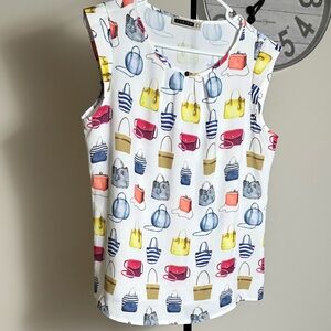 Patterned Sleeveless Blouse - Multicolor